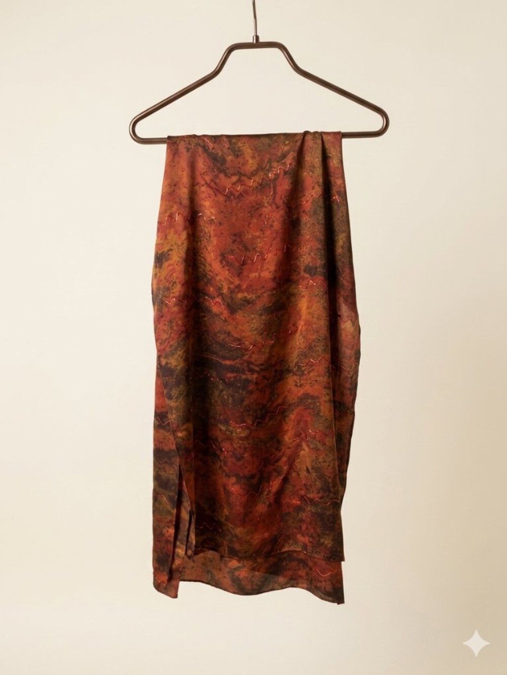 Stanbl Jasmine Metallic Red Rust Geode Print Scarf